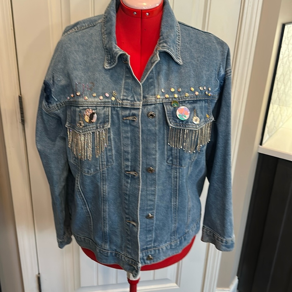 Lana Del Rey, one of a kind custom-made butterfly denim jacket